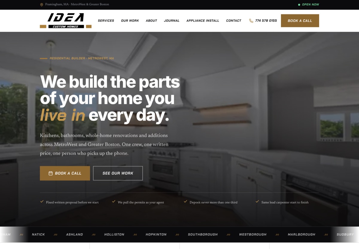IDEA Custom Homes home page
